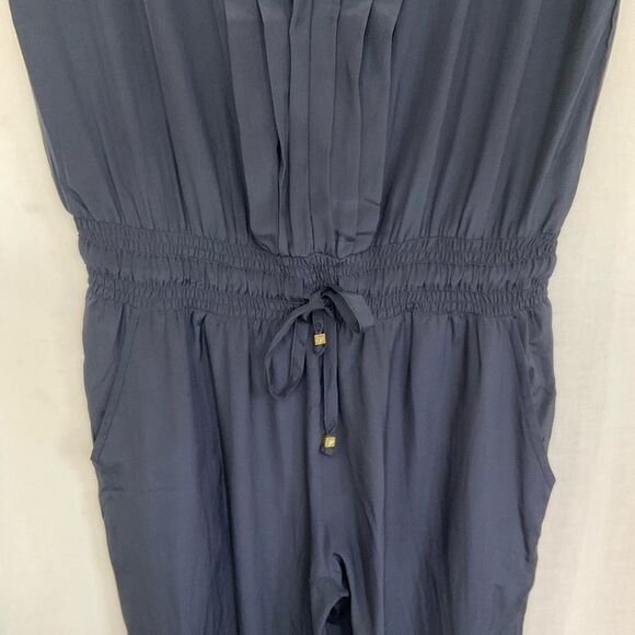 Sea Lily Miami Pia Power Black 100% Silk Wide Leg Jumpsuit Size M - Picture 5 of 13